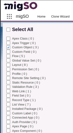 Salesforce Search Metadata using migSO