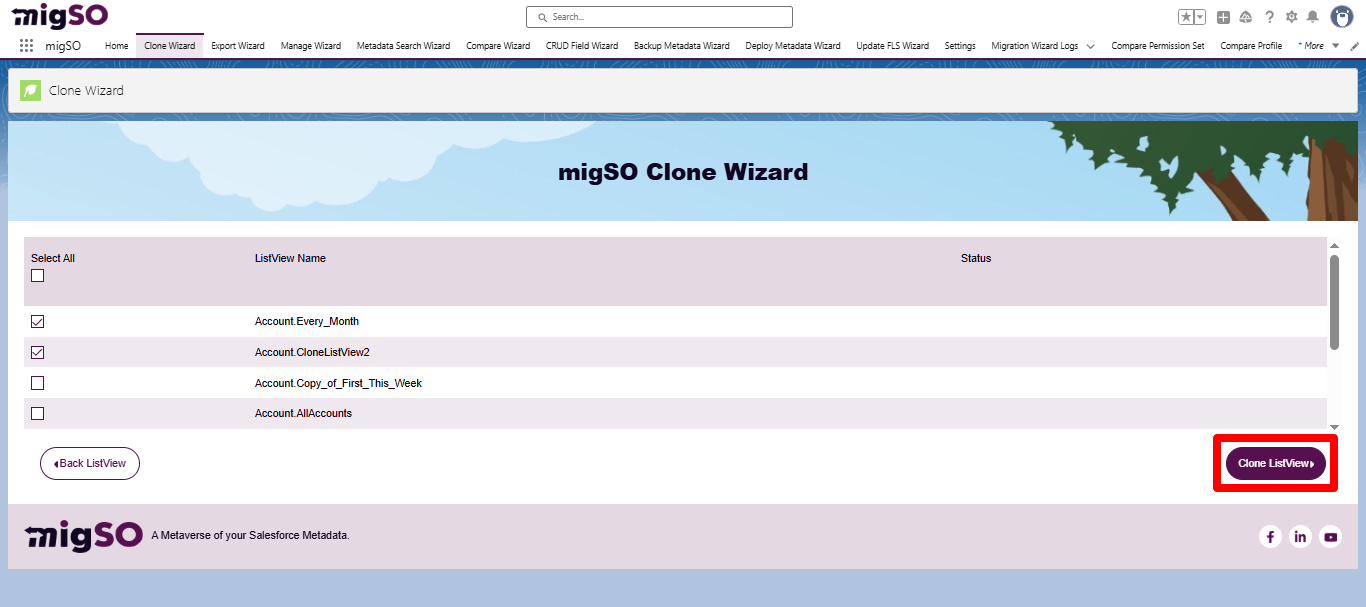 Clone List View in salesforce