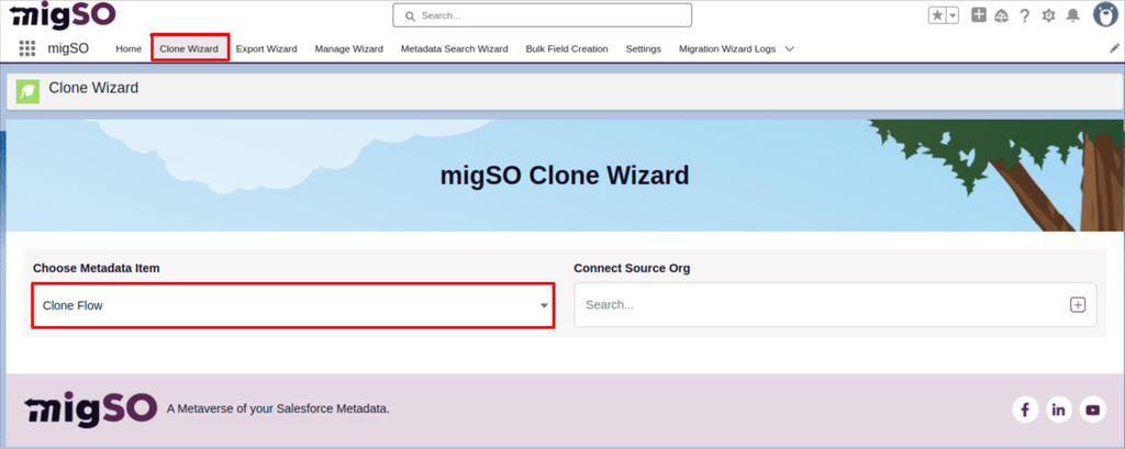 Select the Metadata item to clone