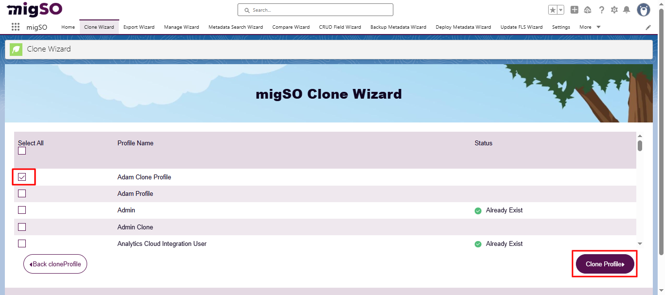 Clone Salesforce Profile using migSO